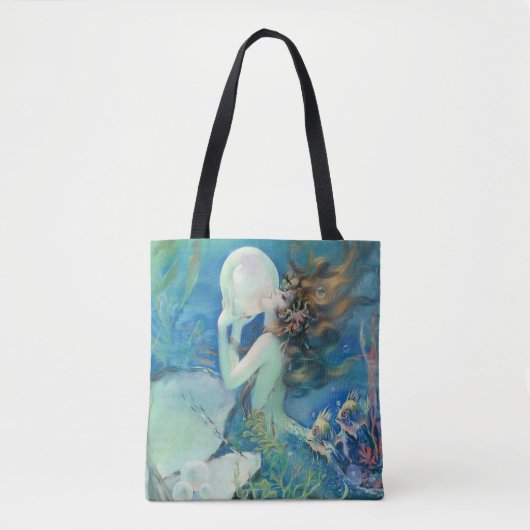  zeemeermin w Pearl Nautical Ocean Nautical Tote Bag (Voorkant)
