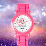 Zeemeermin walvis roze meisje naam onderwater horloge<br><div class="desc">Laat je kleintje kennismaken met het plezier van het vertellen van tijd met ons schattige gepersonaliseerde meisjeshorloge. Met een prachtig ontwerp van een lief zeemeermin meisje zwemmen met een vriendelijke walvis op een knapperige witte achtergrond, dit horloge is net zo betoverend als praktisch. Charmant ontwerp: Een schattig zeemeermin meisje zwemmen...</div>