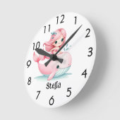 Zeemeermin walvis roze meisje naam onderwater ronde klok (Hoek)