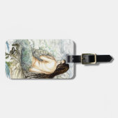 Zeemeermin - Water kleur fantasie kunst Bagagelabel (Voorkant horizontaal)