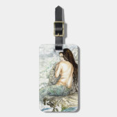 Zeemeermin - Water kleur fantasie kunst Bagagelabel (Voorkant verticaal)