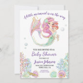Zeemeermin Watercolor Baby Shower Kaart (Voorkant)