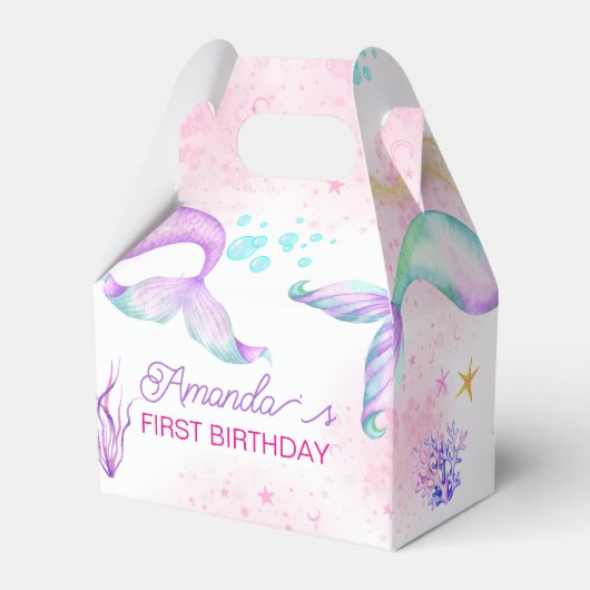 Zeemeermin Waterverf Birthday onder Zee Bedankdoosjes (Achterkant)