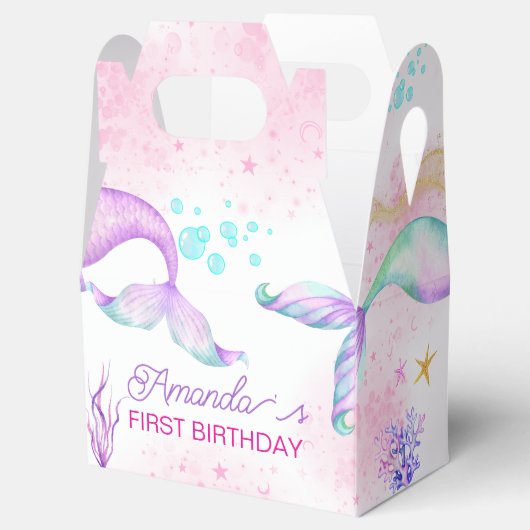 Zeemeermin Waterverf Birthday onder Zee Bedankdoosjes (Geopend)