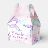 Zeemeermin Waterverf Birthday onder Zee Bedankdoosjes (Voorkant Zijde)