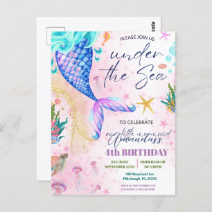 Zeemeermin Waterverf Birthday onder Zee Briefkaart