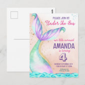 Zeemeermin Waterverf Birthday onder Zee Briefkaart (Voorkant / Achterkant)