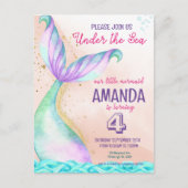 Zeemeermin Waterverf Birthday onder Zee Briefkaart (Voorkant)