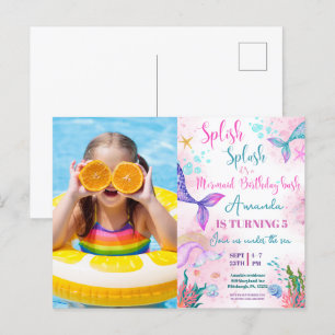 Zeemeermin Waterverf Birthday onder Zee Briefkaart