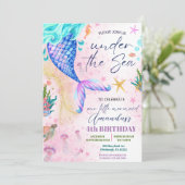 Zeemeermin Waterverf Birthday onder Zee Kaart (Staand voorkant)