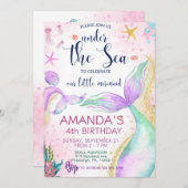 Zeemeermin Waterverf Birthday onder Zee Kaart (Voorkant / Achterkant)
