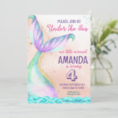 Zeemeermin Waterverf Birthday onder Zee Kaart (Staand voorkant)