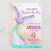 Zeemeermin Waterverf Birthday onder Zee Kaart (Voorkant / Achterkant)