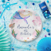 Zeemeermin Waterverf Birthday onder Zee Papieren Bordje (Feest)