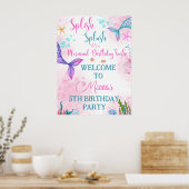 Zeemeermin Waterverf Birthday onder Zee Poster (Keuken)