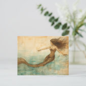 Zeemeermin Waterverf Briefkaart (Staand voorkant)
