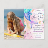 Zeemeermin Waterverf Foto Verjaardag Onder de Zee Briefkaart (Voorkant)
