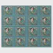 Zeemeermin Waterverf gepersonaliseerd Cadeaupapier (Vlak)