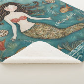 Zeemeermin Waterverf gepersonaliseerd Sherpa Deken (3/4)