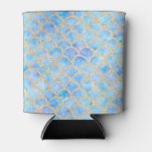 Zeemeermin waterverf gouden glitter schalen patroo blikjeskoeler (Voorkant)