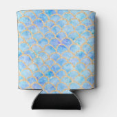 Zeemeermin waterverf gouden glitter schalen patroo blikjeskoeler (Achterkant)