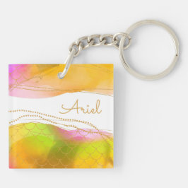 Zeemeermin Waterverf Kunstnaam Glam Summer Haar Pl Sleutelhanger