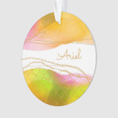 Zeemeermin Waterverf NAAM Gouden Glam Leuk Kinder Ornament (voorkant)