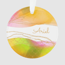 Zeemeermin Waterverf NAAM Gouden Glam Leuk Kinder  Ornament