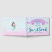 Zeemeermin Waterverf Paarse Baby shower gastenboek (Volledig)