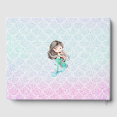 Zeemeermin Waterverf Paarse Baby shower gastenboek (Achterkant)