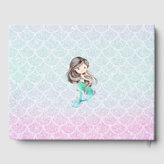 Zeemeermin Waterverf Paarse Baby shower gastenboek (Achterkant)