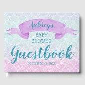 Zeemeermin Waterverf Paarse Baby shower gastenboek (Voorkant)