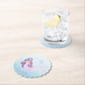 Zeemeermin Waterverf Paarse Schattig Meisje Verjaa Kartonnen Onderzetters (Insitu)