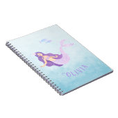 Zeemeermin Waterverf Paarse Schattig Meisje Verjaa Notitieboek (Rechterzijde)