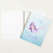 Zeemeermin Waterverf Paarse Schattig Meisje Verjaa Planner (Display)