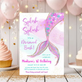 Zeemeermin Waterverf Roze Paarse Verjaardag Kaart