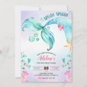 Zeemeermin Waterverf Splish Splash Leuke Verjaarda Kaart (Voorkant)