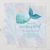 Zeemeermin Waterverf Verjaardag Elke Leeftijd Uitn Kaart (Voorkant / Achterkant)