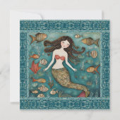 Zeemeermin Waterverf Verjaardag Kaart (Achterkant)