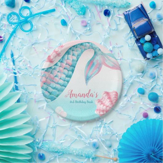 Zeemeermin waterverf Verjaardag Papieren Bordje (Feest)