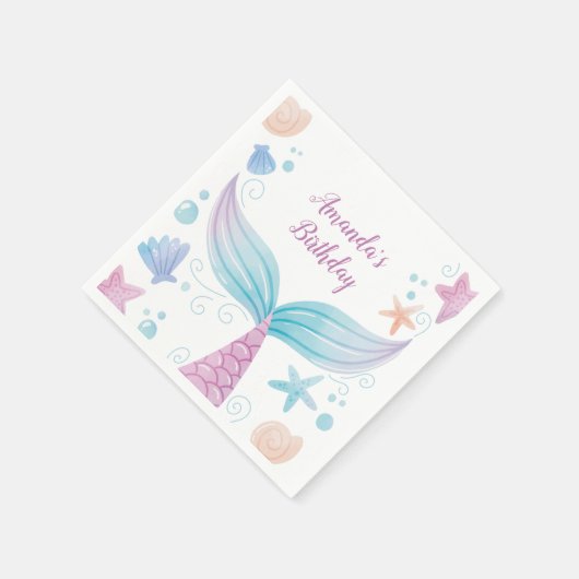 Zeemeermin waterverf Verjaardag Servet (Hoek)