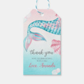 Zeemeermin waterverf verjaardagsgunst cadeaulabel (Voorkant)