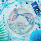 Zeemeermin waterverf verjaardagspapier bord (Feest)