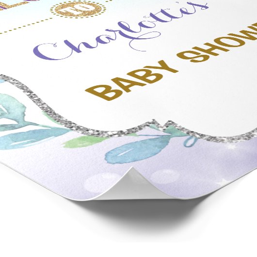 Zeemeermin Welkomstbord Baby Shower Zee Bruiloft D Poster (Hoek)