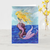 Zeemeermin Wenskaart (leeg) Kaart (Gele Bloem)