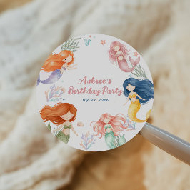 Zeemeermin Whimsical Onder De Zee Verjaardagsfeest Ronde Sticker
