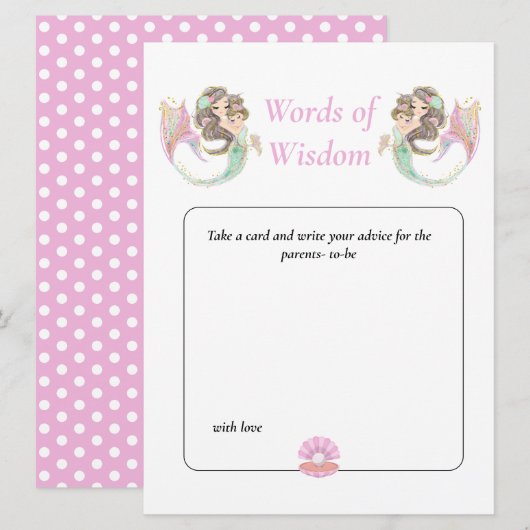 Zeemeermin Wijsheid Bruine Baby Shower Onder de Ze Kaart (Voorkant / Achterkant)