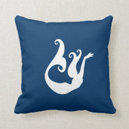 Zeemeermin Wit op blauw kussen