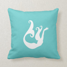 zeemeermin wit op blauwgroen blauw kussen