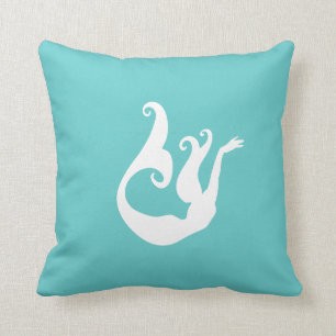 zeemeermin wit op blauwgroen blauw kussen